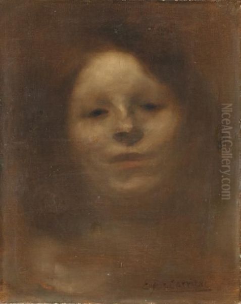 Tete De Femme Oil Painting by Eugene Carriere