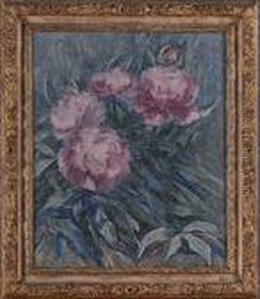 Pink Peonies Oil Painting by William Carrigan