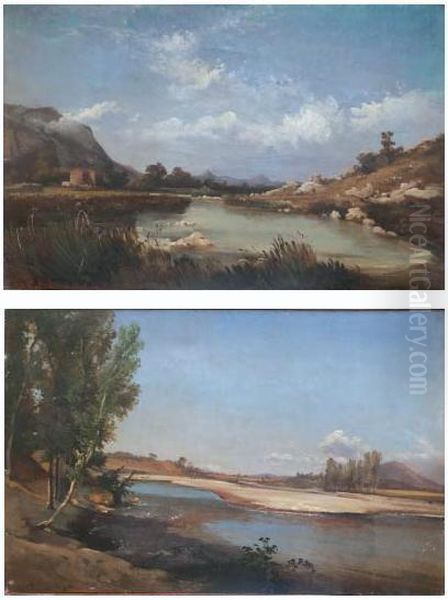 A) Acqua Stagnante - B)fiume Calore Oil Painting by Achille Carrillo