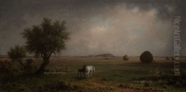 Mare and Colt in a Marsh Oil Painting by Martin Johnson Heade