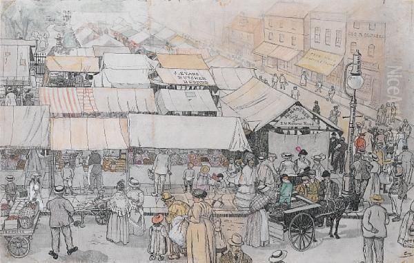 Bedford Market Oil Painting by Dora Carrington