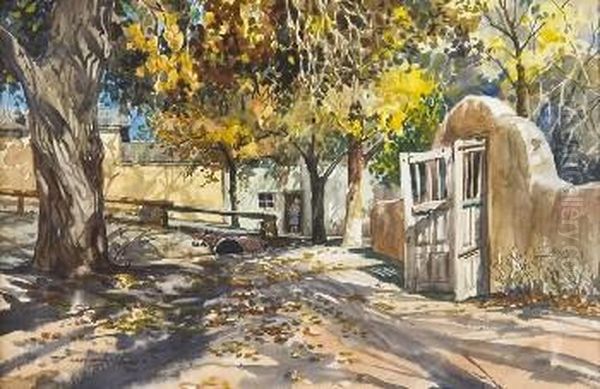 Gates Of The Sanctuario, Chimayo Oil Painting by James Yates Carrington