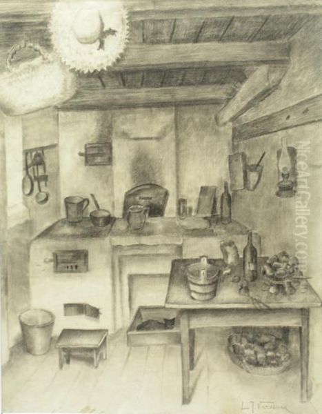 Kitchen Oil Painting by Leon V. Carroll