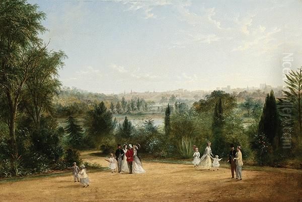 View Of Melbourne From Teh Botanical Gardens Oil Painting by James Howe Carse