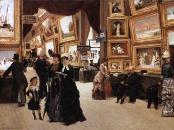 A Corner of the Salon in 1880 Oil Painting by Edouard Joseph Dantan