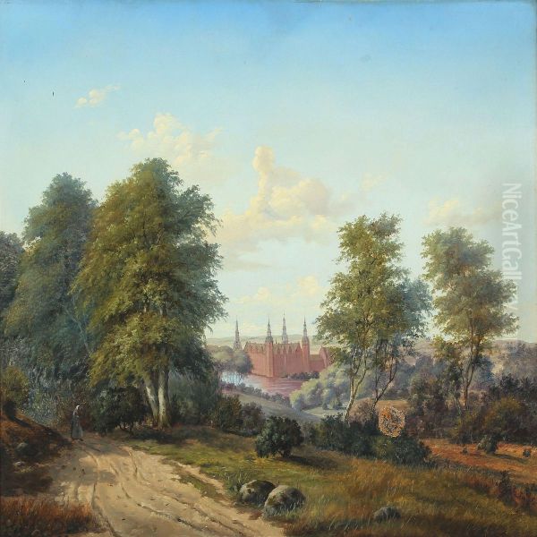 View Of Frederiksborg Castle Oil Painting by Carsten Henrichsen