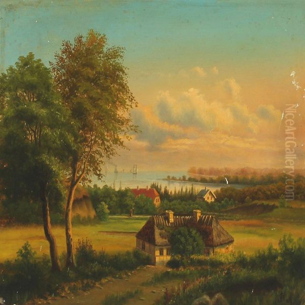 Danish Summerlandscape Oil Painting by Carsten Henrichsen