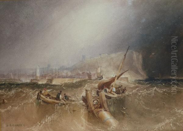 Off Scarborough Oil Painting by Henry Barlow Carter