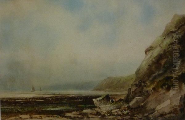 Figures On The Beach Cayton Bay Oil Painting by Henry Barlow Carter