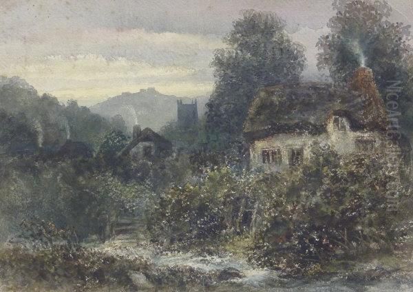 Lustleigh Village Devon Oil Painting by Joseph Newington Carter