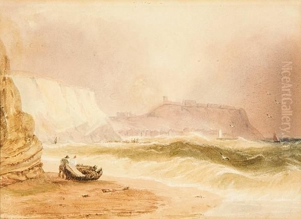 Scarborough Coast Oil Painting by Joseph Newington Carter