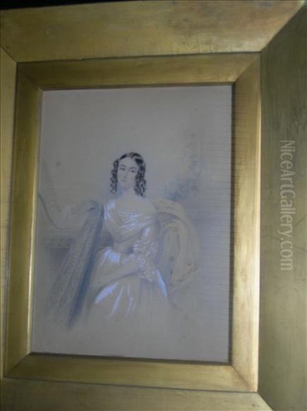 Portrait Of Ayoung Lady, Three Quarter Length, Seated At A Harp Oil Painting by Noel Carter