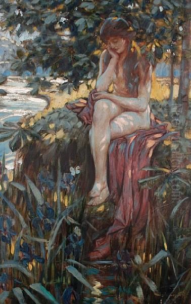 A Young Woman In Contemplation Oil Painting by Sydney Carter