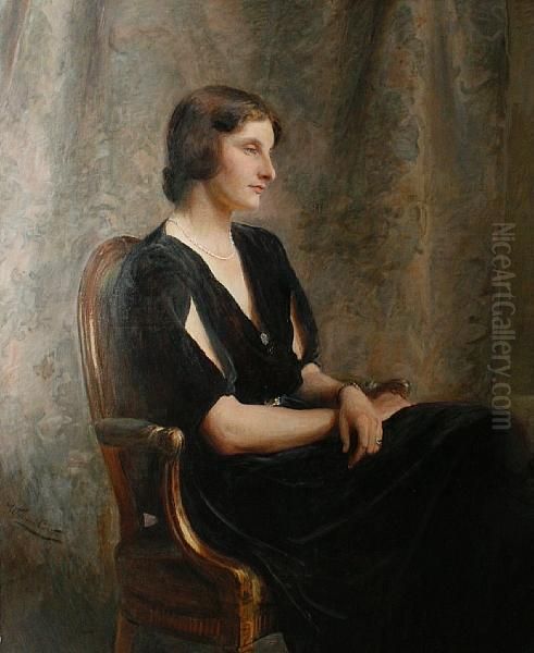 Portrait Of Lady Winifred Tryon, Seated Oil Painting by William Carter