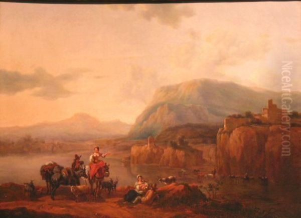 An Italianate Landscape Oil Painting by Victor Emile Cartier