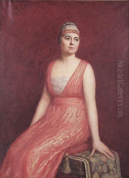 Portrait Of Mrs. Beatrice Schoelkopf Penn Oil Painting by Ercole Cartotto