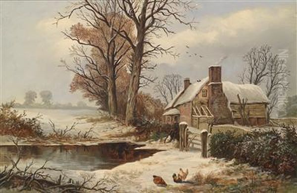 Winter On The Farm Oil Painting by W. Cartwright