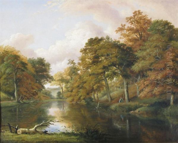 On The River Bank Oil Painting by W. Cartwright