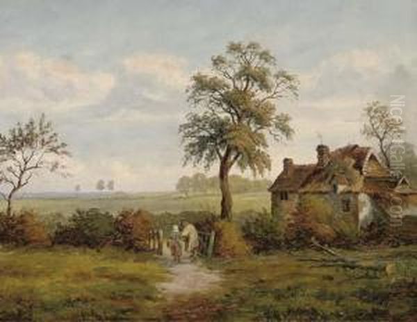 Cottage Scene Oil Painting by W. Cartwright