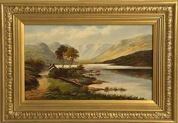 Llyn Crafnant Near Betws Coed Oil Painting by William P. Cartwright