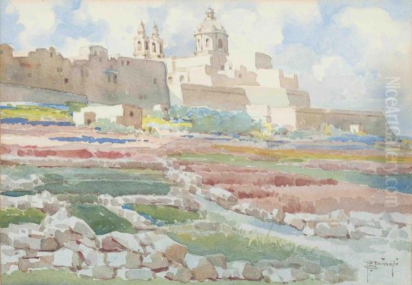 A View Of Mdina, Malta Oil Painting by Robert Caruana Dingli