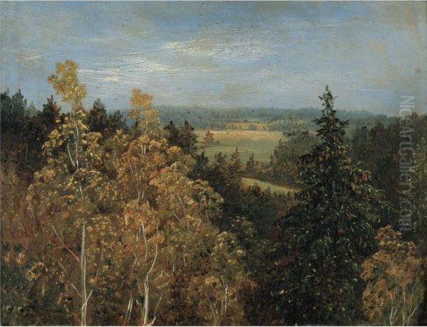 Blick Uber Eine Waldlandschaft (wooded Landscape) Oil Painting by Carl Gustav Carus