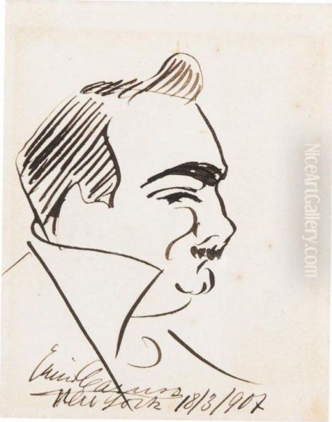 Self-caricature Signed And Inscribed (?enricocaruso New York 18/3/907