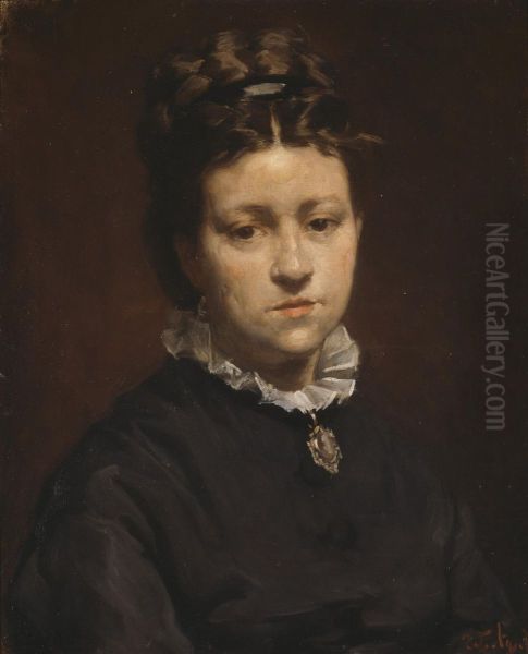 Portrait of Mathilde Costermans Oil Painting by Edouard Agneessens