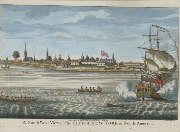 A South-west View Of The City Of New York In North America (deak 84, Shadwell 29) Oil Painting by John Carwitham