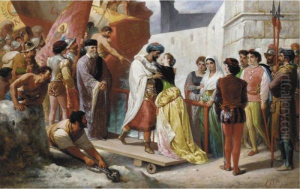 Othello Leaving For Battle Oil Painting by Giacomo Casa