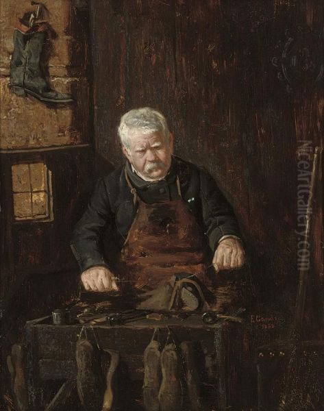 A Cobbler At Work Oil Painting by Emilio Casals Y Camps