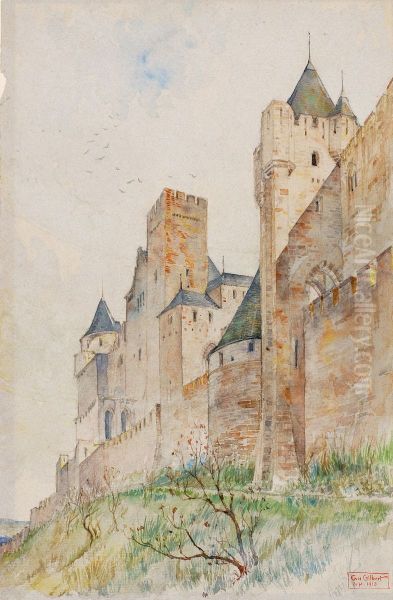 Battlements of Carcassonne, France Oil Painting by Cass Gilbert