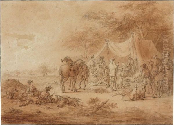 Soldiers Resting By An Encampment Oil Painting by Francesco Giuseppe Casanova