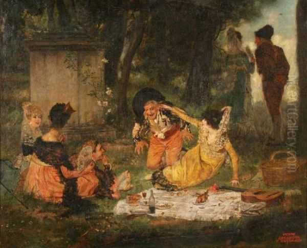 El Pic Nic Oil Painting by Antonio Salvador Casanova Y Estorach