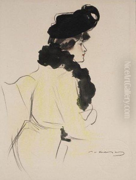 Portrait De Femme Oil Painting by Ramon Casas Y Carbo