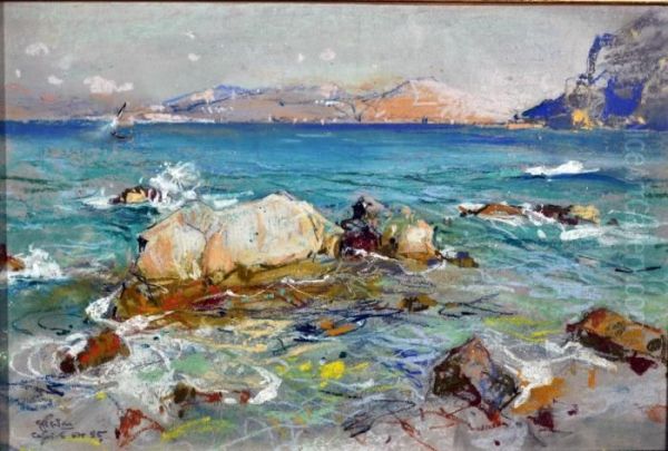 Marina Di Capri Oil Painting by Giuseppe Casciaro