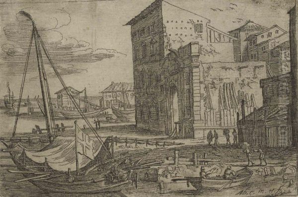 Views Of The Harbour Of Messina Oil Painting by Abraham Casembroot