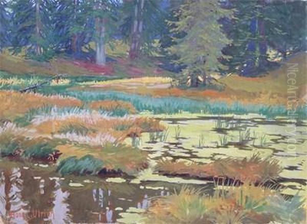 A Woodland Stream Oil Painting by Hans Casper Ulrich