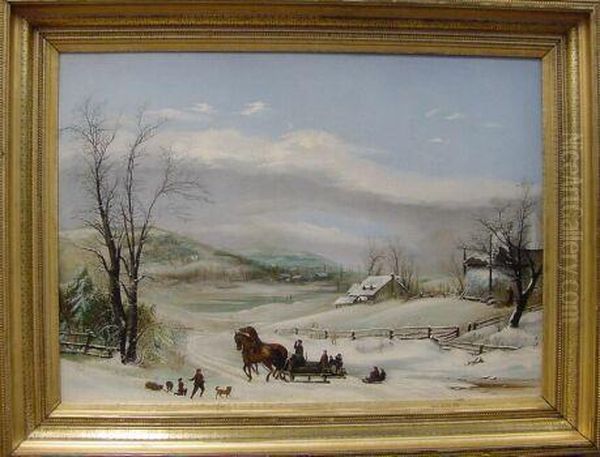 Winter Landscape Oil Painting by M.L Cass