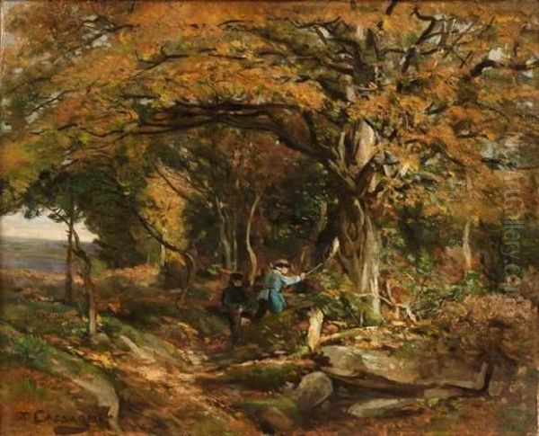 La Chasse Aux Papillons Oil Painting by Armand Th. Cassagne