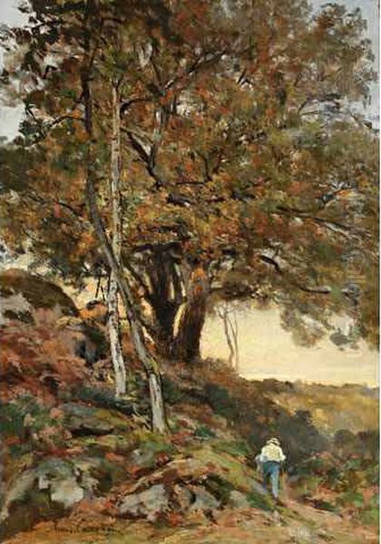 Foret Defontainebleau, La Croix Du Calvaire Oil Painting by Armand Th. Cassagne