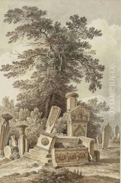 Steles En Ruine Dans Un Cimetiere D'orient Oil Painting by Louis Francois Cassas