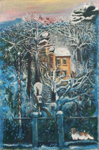 Villa Im Winter Oil Painting by Pol Cassel