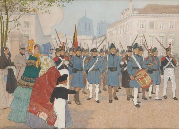 Le Defile Oil Painting by Hendrick, Henri Cassiers