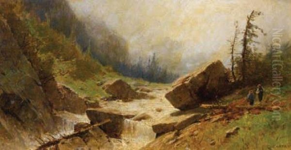 Torrent En Montagne Oil Painting by Gustave Castan