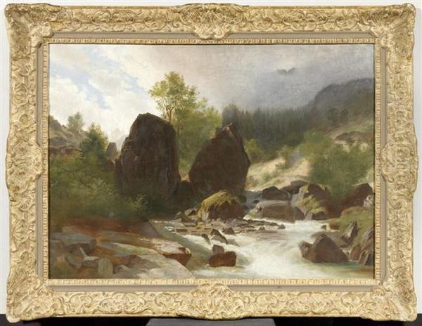 Mountain Stream Oil Painting by Gustave Castan