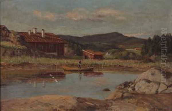 Landskap Oil Painting by Oskar Castberg