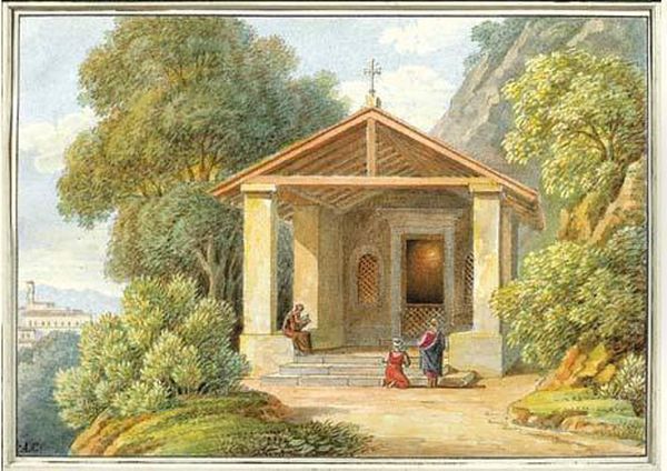 Petite Chapelle Dans Les Collines Romaines Oil Painting by Antoine Laurent Castellan