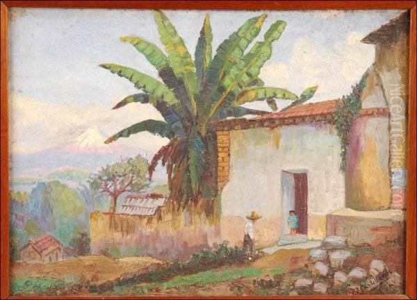 A Hut In The Mountains Oil Painting by Julio Castellanos