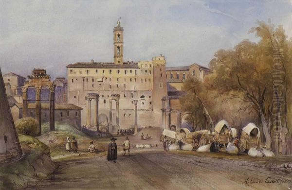 Rom - Forum Romanum Mit Blick Auf Das Kapitol Oil Painting by Alessandro Castelli